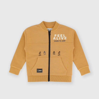 Camiseta con cremallera de felpa para niño marrón Camiseta con cremallera de felpa para niño marrón