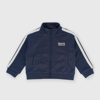 Maglia con zip in felpa da bambino blu Maglia con zip in felpa da bambino blu