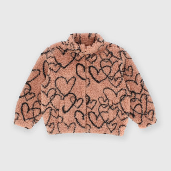 Camiseta con cremallera de pile para niña rosa Camiseta con cremallera de pile para niña rosa