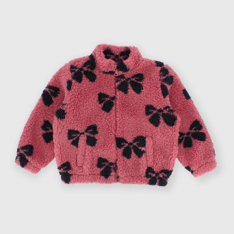 Camiseta con cremallera de pile para niña rosa Camiseta con cremallera de pile para niña rosa