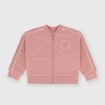 Maglia con zip in felpa da bambina rosa Maglia con zip in felpa da bambina rosa
