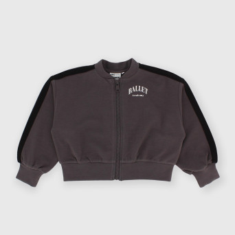 Maglia con zip in felpa da bambina grigio Maglia con zip in felpa da bambina grigio