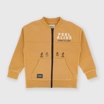 Camiseta con cremallera de felpa para niño marrón Camiseta con cremallera de felpa para niño marrón