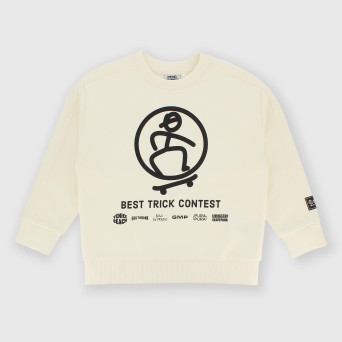 Maglia girocollo in felpa da bambino bianco Maglia girocollo in felpa da bambino bianco