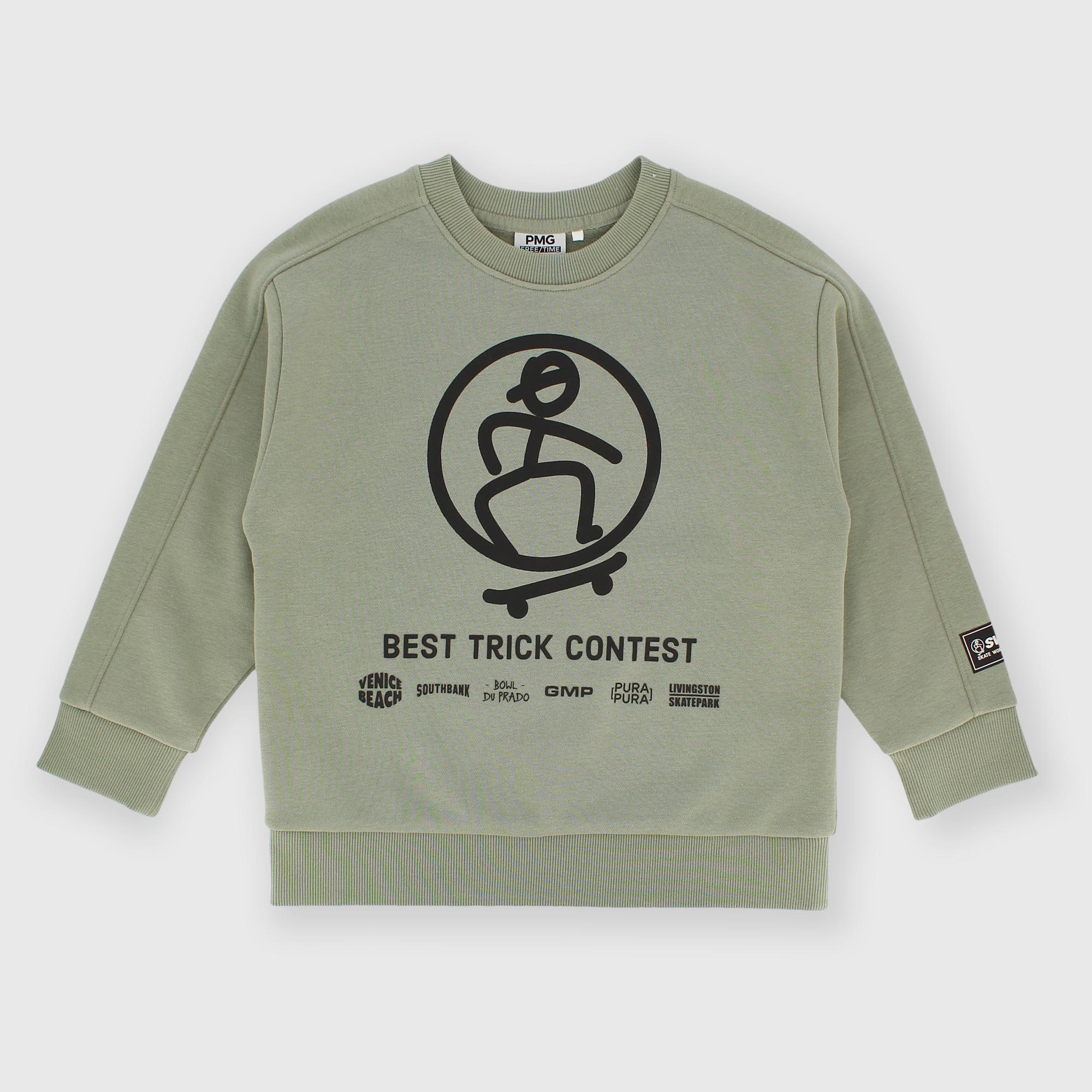 Pull col rond en sweat-shirt pour garçon vert