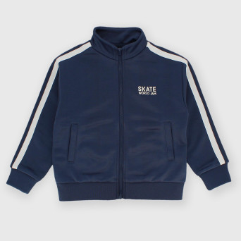 Camiseta con cremallera de felpa para niño azul Camiseta con cremallera de felpa para niño azul