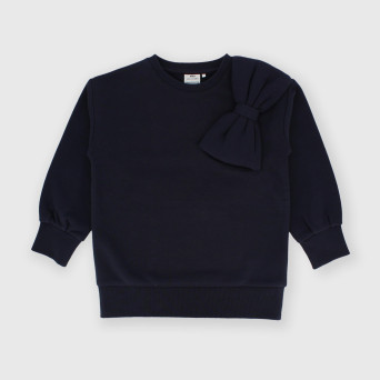 Camiseta con cuello redondo de felpa para niña azul Camiseta con cuello redondo de felpa para niña azul