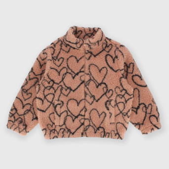 Camiseta con cremallera de pile para niña rosa Camiseta con cremallera de pile para niña rosa