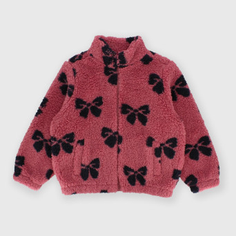 Camiseta con cremallera de pile para niña rosa Camiseta con cremallera de pile para niña rosa