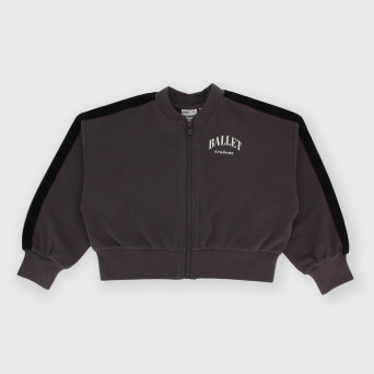 Camiseta con cremallera de felpa para niña gris Camiseta con cremallera de felpa para niña gris