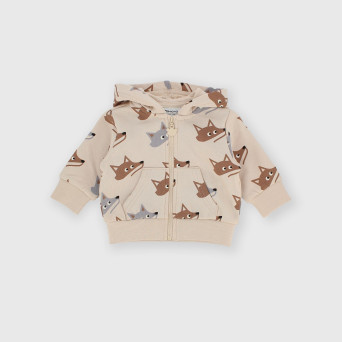 Jungen Pullover Mit Kapuze in Plüsch Beige Jungen Pullover Mit Kapuze in Plüsch Beige