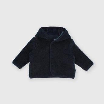 Jungen Pullover Mit Kapuze in Plüsch Blau Jungen Pullover Mit Kapuze in Plüsch Blau