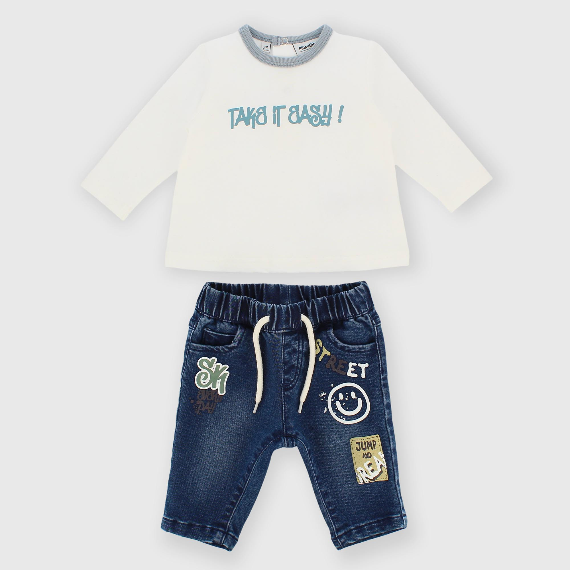 Set&#x20;coordinato&#x20;in&#x20;jeans&#x20;da&#x20;bambino&#x20;bianco