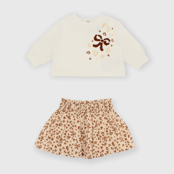 Set coordinato in felpa da bambina bianco Set coordinato in felpa da bambina bianco