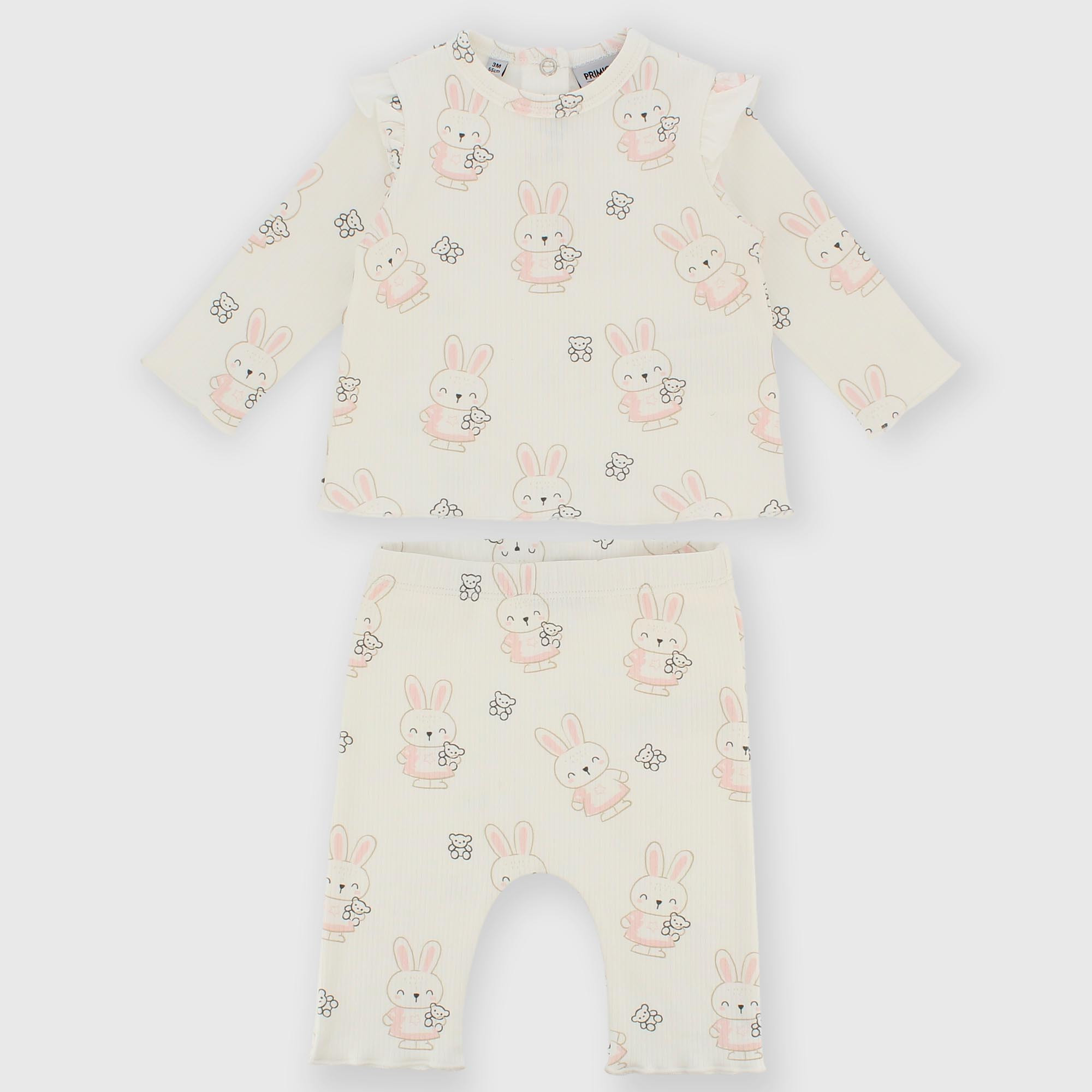 Set&#x20;coordinato&#x20;in&#x20;costina&#x20;da&#x20;bambina&#x20;bianco