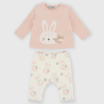 Set coordinato in cotone interlock da bambina rosa Set coordinato in cotone interlock da bambina rosa