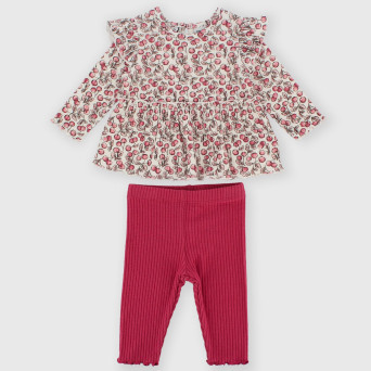 Set coordinato in costina da bambina bianco Set coordinato in costina da bambina bianco