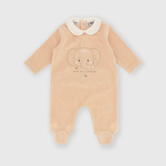 Tutina in ciniglia unisex beige Tutina in ciniglia unisex beige