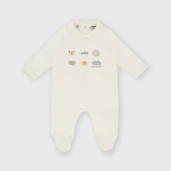 Tutina in cotone interlock da bambino bianco Tutina in cotone interlock da bambino bianco