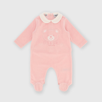 Barboteuse en chenille pour fillette rose Barboteuse en chenille pour fillette rose