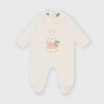 Tutina in ciniglia da bambina bianco Tutina in ciniglia da bambina bianco