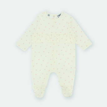 Barboteuse en coton interlock pour fillette blanc Barboteuse en coton interlock pour fillette blanc