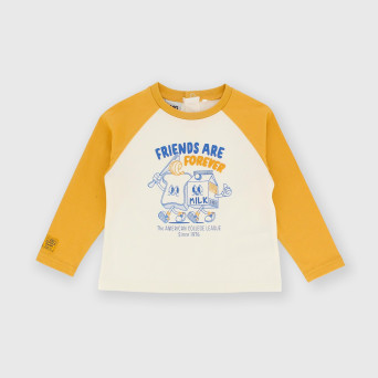 Maglietta maniche lunghe in jersey da bambino bianco Maglietta maniche lunghe in jersey da bambino bianco