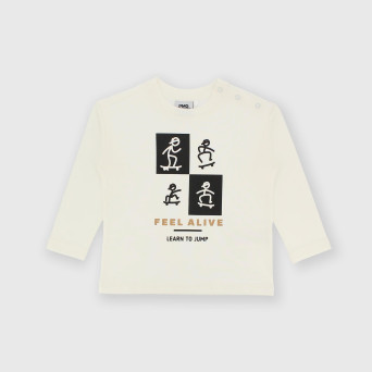 Maglietta maniche lunghe in jersey da bambino bianco Maglietta maniche lunghe in jersey da bambino bianco