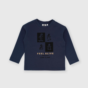 Maglietta maniche lunghe in jersey da bambino blu Maglietta maniche lunghe in jersey da bambino blu
