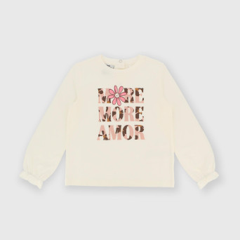 Maglietta maniche lunghe in jersey da bambina bianco Maglietta maniche lunghe in jersey da bambina bianco