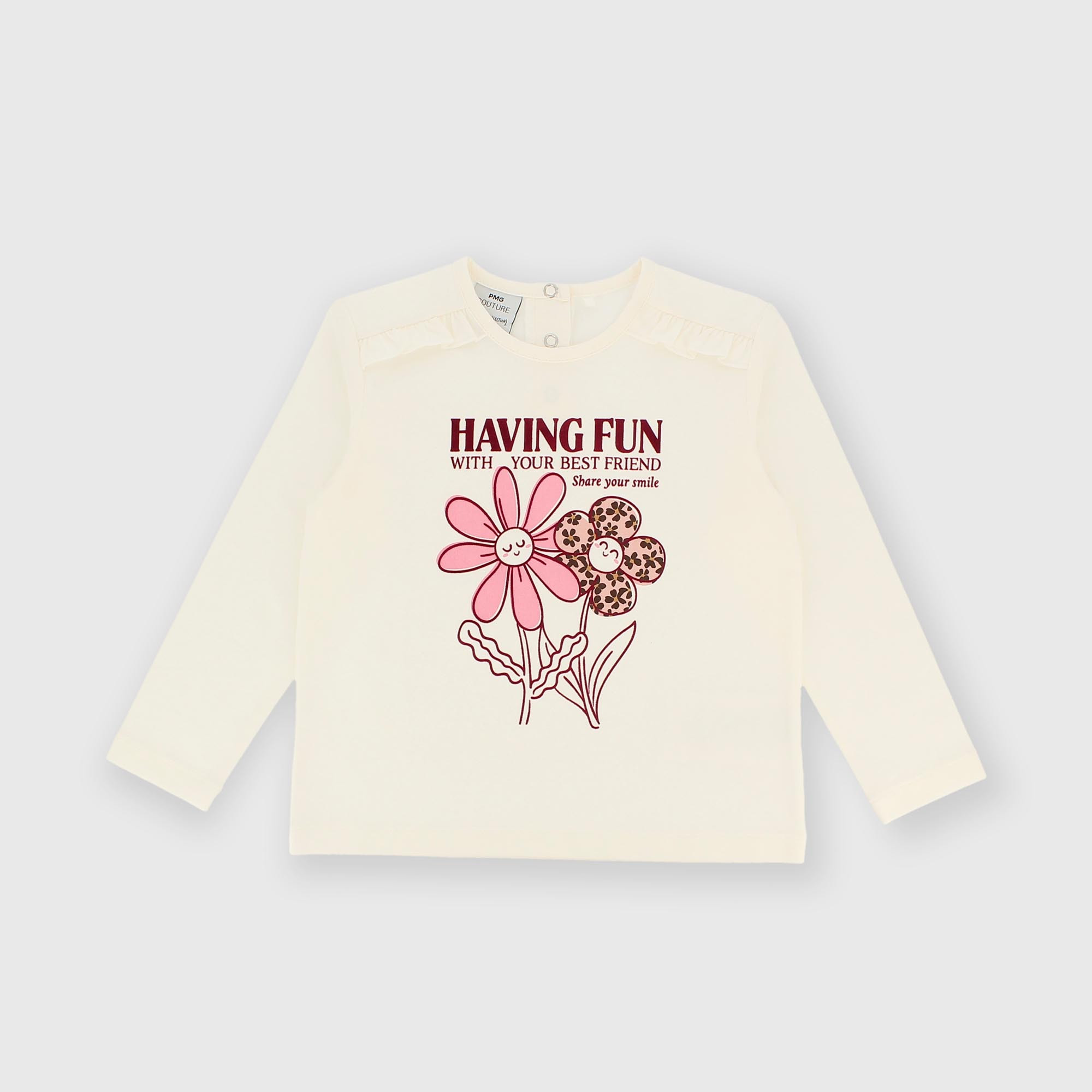 Maglietta&#x20;maniche&#x20;lunghe&#x20;in&#x20;jersey&#x20;da&#x20;bambina&#x20;bianco