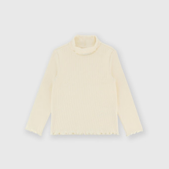 Lupetto in costina da bambina beige Lupetto in costina da bambina beige