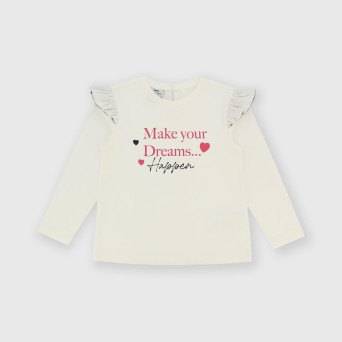 Maglietta maniche lunghe in jersey da bambina bianco Maglietta maniche lunghe in jersey da bambina bianco