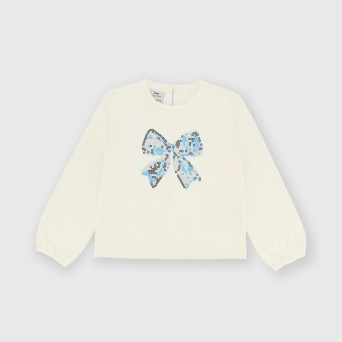 Maglietta maniche lunghe in jersey da bambina bianco Maglietta maniche lunghe in jersey da bambina bianco