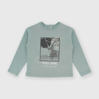 Maglietta maniche lunghe in jersey da bambina blu Maglietta maniche lunghe in jersey da bambina blu