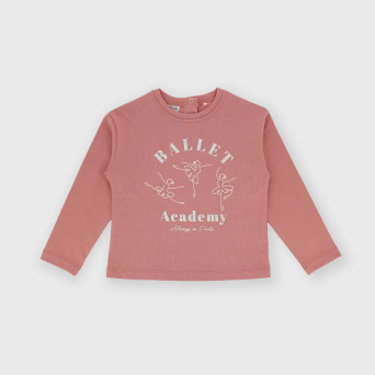 Maglietta maniche lunghe in jersey da bambina rosa Maglietta maniche lunghe in jersey da bambina rosa