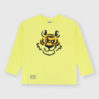 Maglietta maniche lunghe in jersey da bambino giallo Maglietta maniche lunghe in jersey da bambino giallo