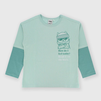 Maglietta maniche lunghe in jersey da bambino blu Maglietta maniche lunghe in jersey da bambino blu