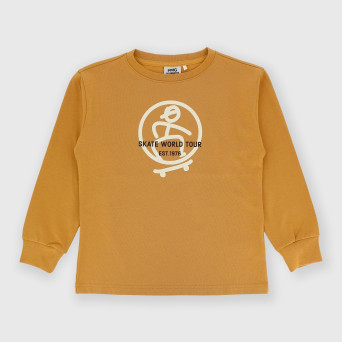Maglietta maniche lunghe in jersey da bambino marrone Maglietta maniche lunghe in jersey da bambino marrone