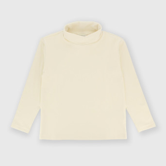 Camieta con cuello alto de pana para niño blanco Camieta con cuello alto de pana para niño blanco