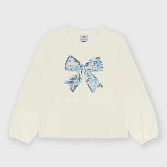 Maglietta maniche lunghe in jersey da bambina bianco Maglietta maniche lunghe in jersey da bambina bianco
