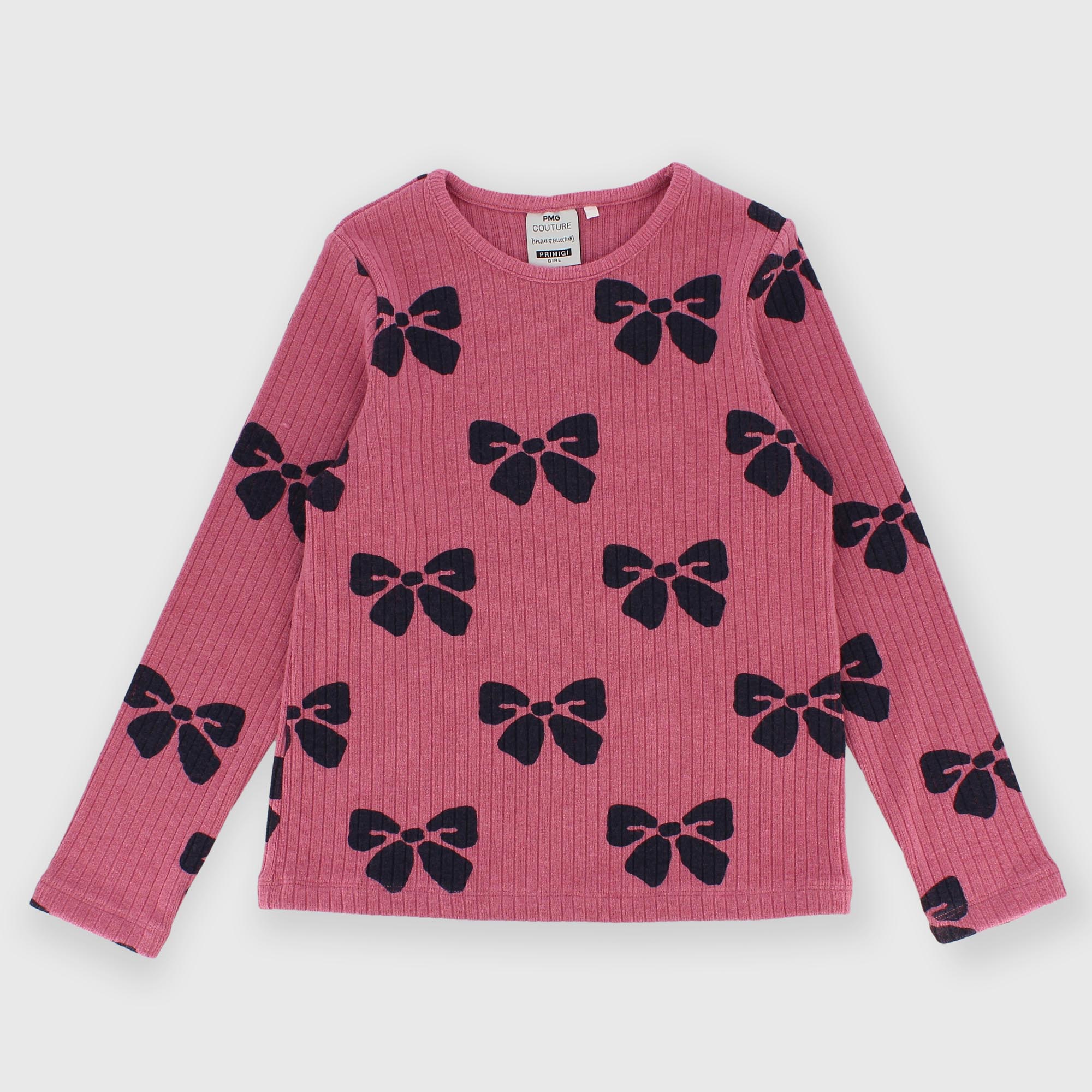 Maglietta&#x20;maniche&#x20;lunghe&#x20;in&#x20;costina&#x20;da&#x20;bambina&#x20;rosa