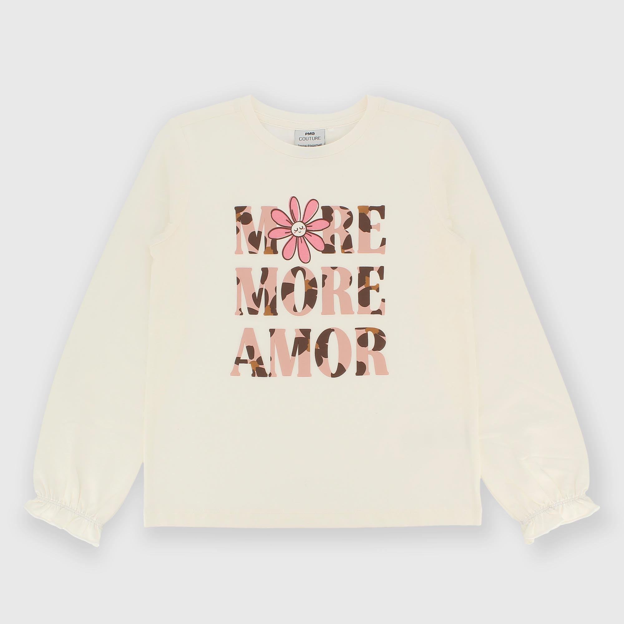 Maglietta maniche lunghe in jersey da bambina bianco