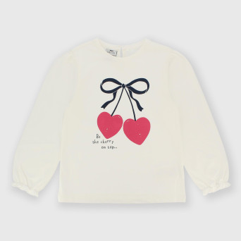 Maglietta maniche lunghe in jersey da bambina bianco Maglietta maniche lunghe in jersey da bambina bianco