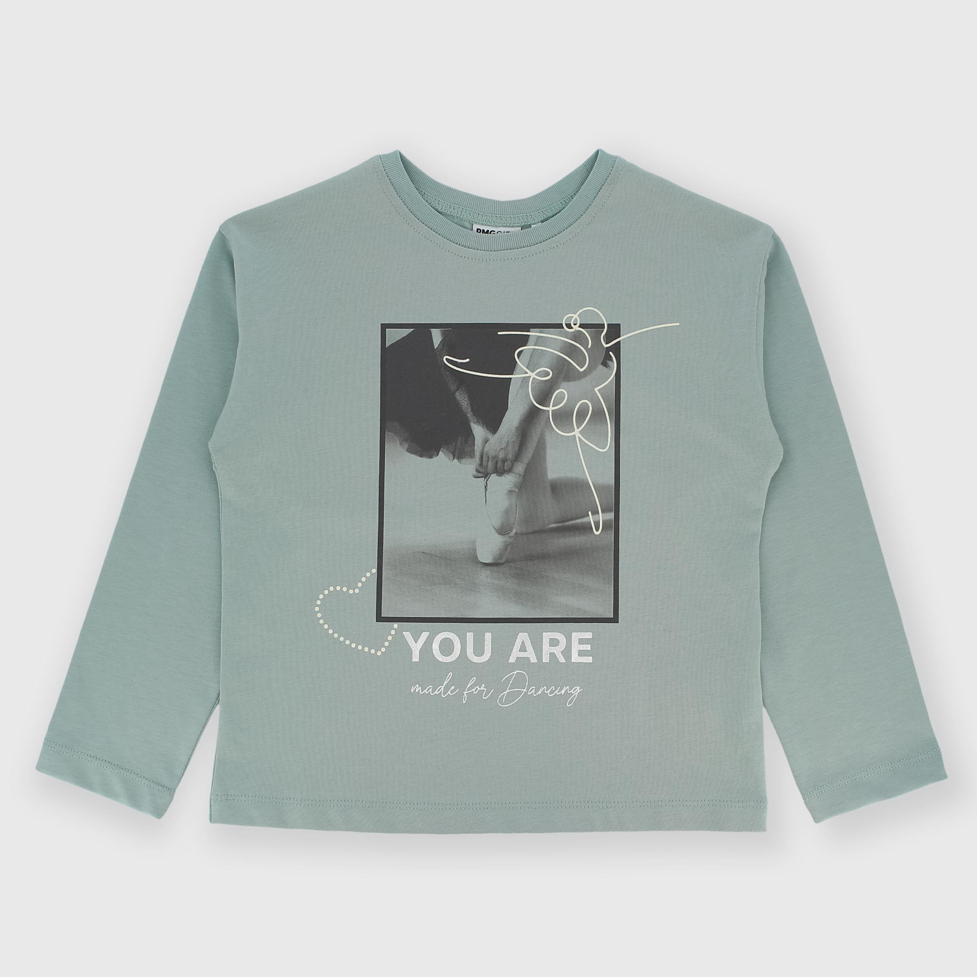 Maglietta maniche lunghe in jersey da bambina blu