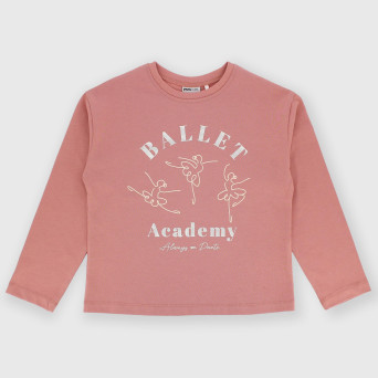 Maglietta maniche lunghe in jersey da bambina rosa Maglietta maniche lunghe in jersey da bambina rosa