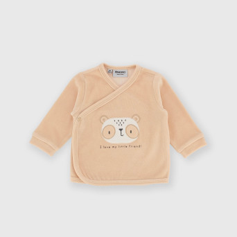 Maglietta maniche lunghe in ciniglia da bambino beige Maglietta maniche lunghe in ciniglia da bambino beige