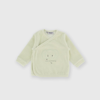 Maglietta maniche lunghe in ciniglia da bambino verde Maglietta maniche lunghe in ciniglia da bambino verde