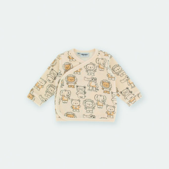Maglietta maniche lunghe in ciniglia da bambino bianco Maglietta maniche lunghe in ciniglia da bambino bianco