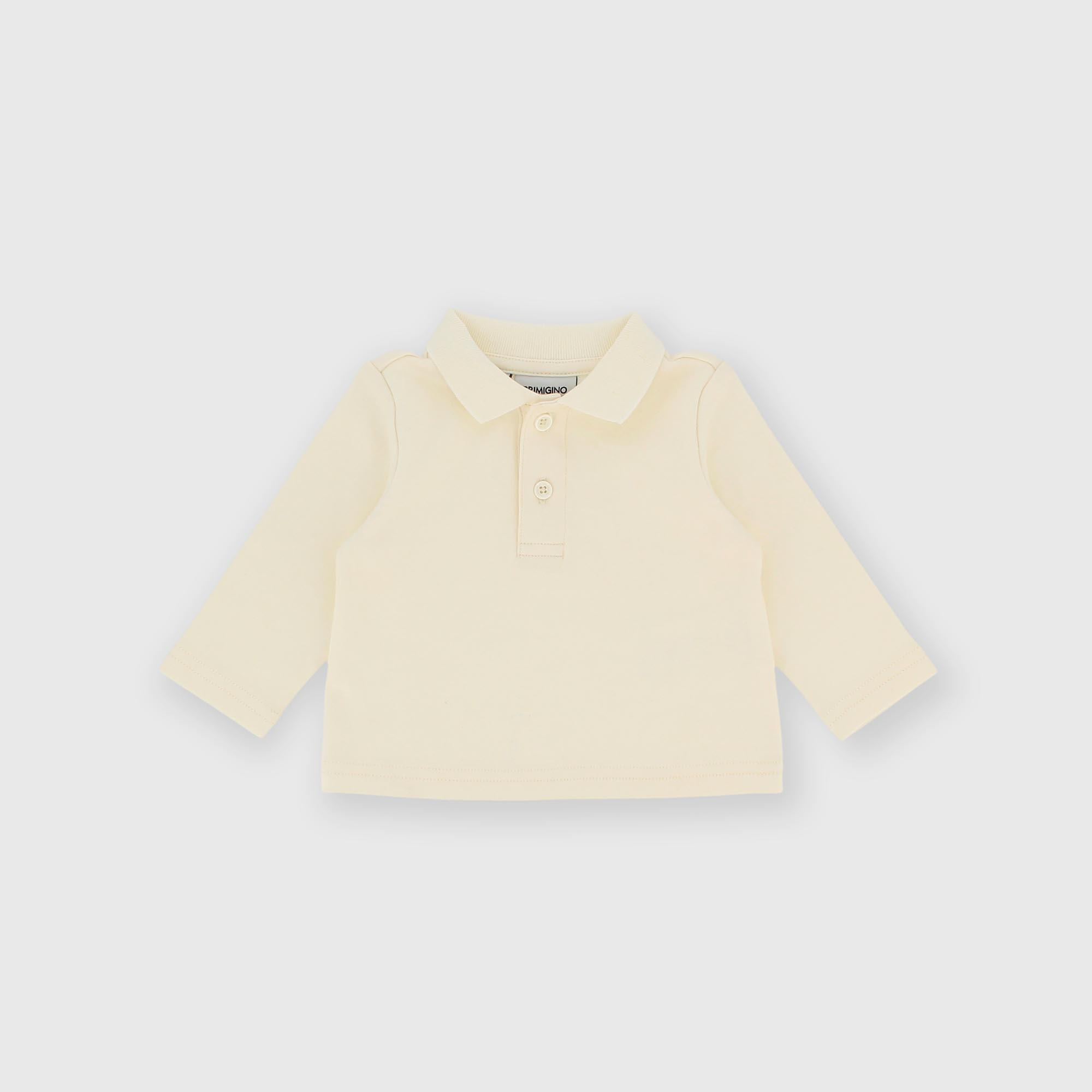 Polo&#x20;maniche&#x20;lunghe&#x20;in&#x20;cotone&#x20;interlock&#x20;da&#x20;bambino&#x20;bianco